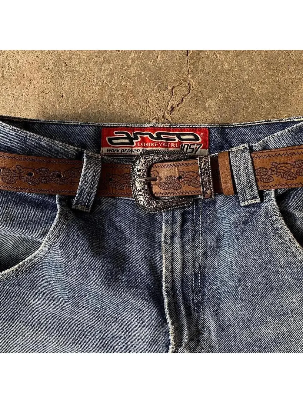 American Western vintage 1990s style brown belt. 38 inches length. 1 inch width